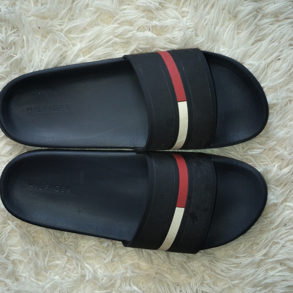Tommy Hilfiger Navy Blue Slide Sandals Men's Size 9 Casual Summer Beach